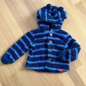 Joules Baby Soft Fuzzy Striped Fleece Striped Blue 3-6 Months Cozy Fall Wintet